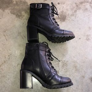 black combat booties